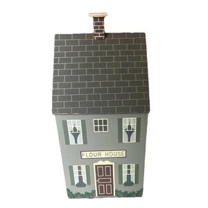 Flour House Wood Canister Farmhouse Decor with Plastic Liner 11"x5"x5"